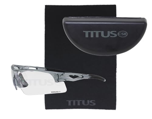 TITUS G20 All Sport Safety Glasses Shooting Eyewear Motorcycle Protection ANSI Z87+ Compliant (Grey Frame - Clear Lens - With Fitted Hard Case) - Image 1