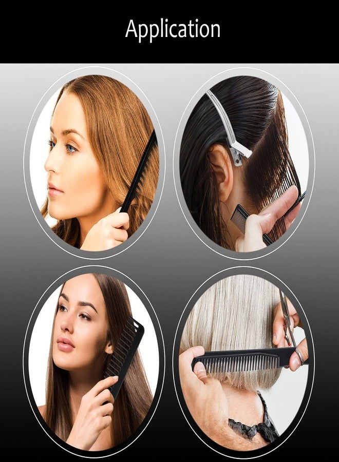 E-DUNIA Barber Styling Comb Set of 10 Pieces for Hair Comb Clip Set for Women and Men by Duck Bill Clips Hair Cutting Salon Anti-Static Stylists (Black) - Image 4