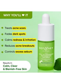 Dot & Key 10% Niacinamide + Cica Serum | Reduces Acne & Dark Spots | Niacinamide Serum | Controls Excess Oil, Quick Absorbing, & Lightweight | For Oily, Acne Prone & Sensitive Skin | 20Ml  - Image 2
