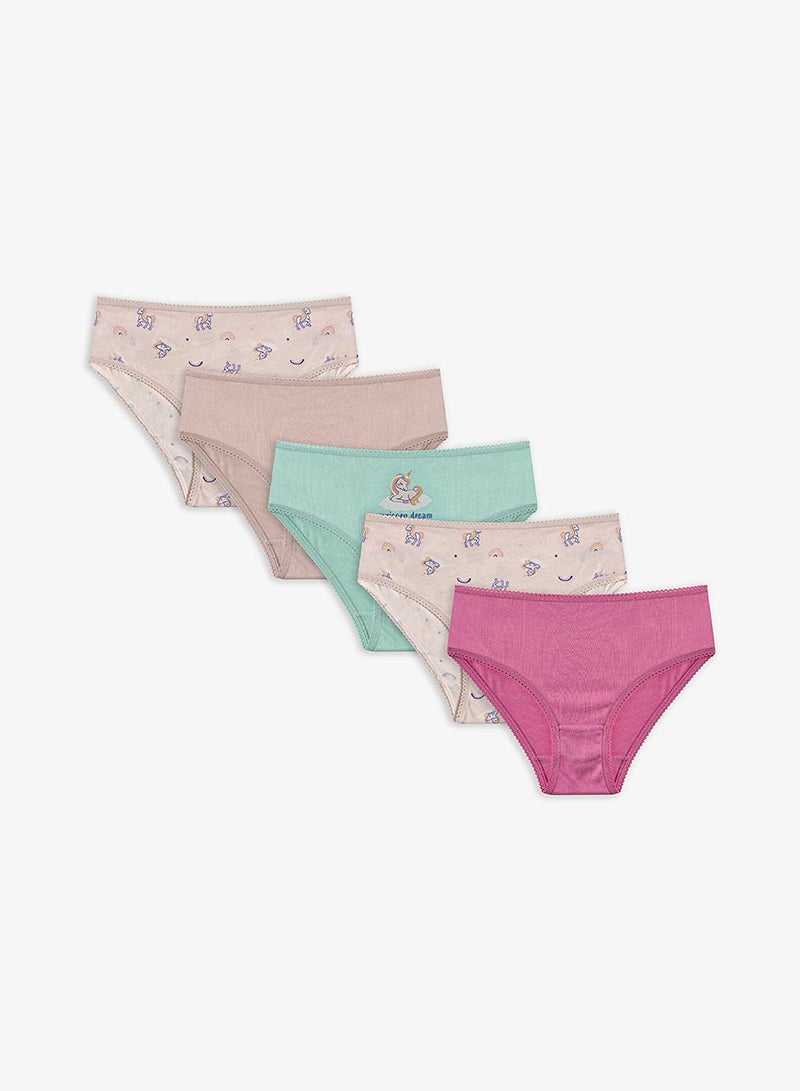 Penti Girl's Cotton Everyday Unicorn Dream 5-pack Brief - Mix - Image 1