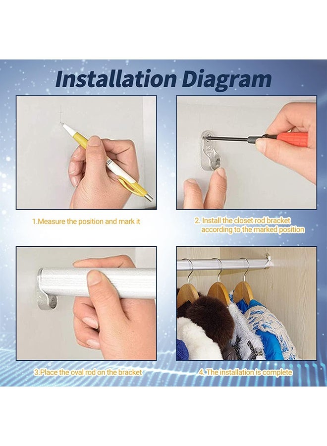 Heavy Duty Closet Pole Sockets, 6 Pack Stainless Steel Closet Rod End Supports,Rod Holder with Screws,Easy Installation Or Quick Removal  Closet ，Shower Curtain Hanging Tube Rod Bracket - Image 3