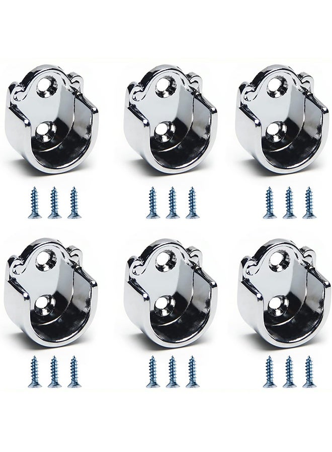 Heavy Duty Closet Pole Sockets, 6 Pack Stainless Steel Closet Rod End Supports,Rod Holder with Screws,Easy Installation Or Quick Removal  Closet ，Shower Curtain Hanging Tube Rod Bracket - Image 1