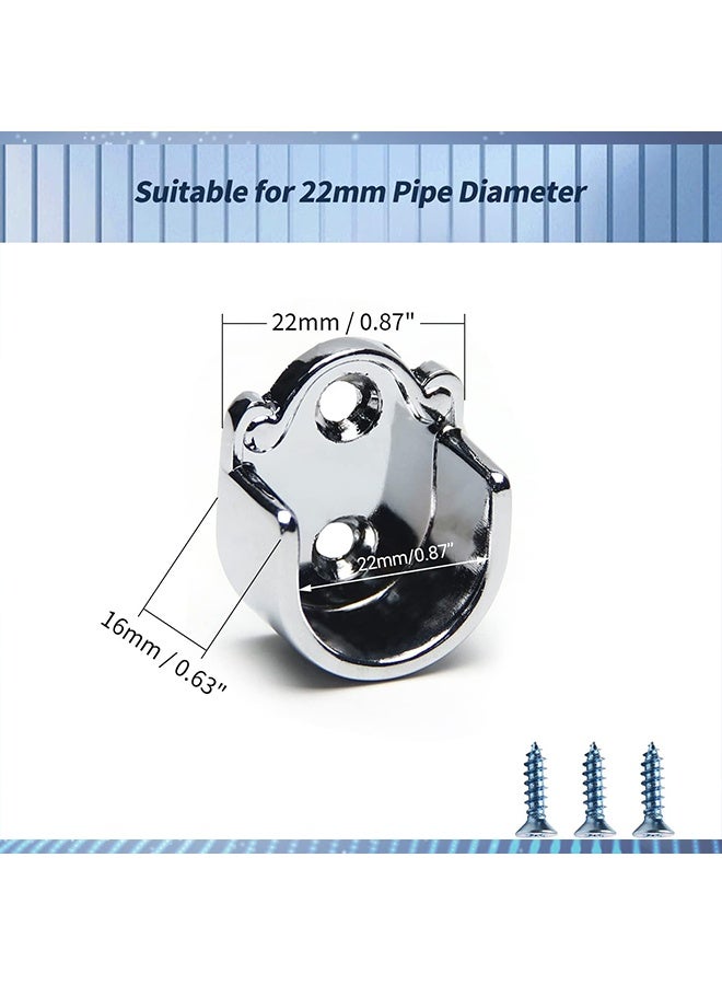 Heavy Duty Closet Pole Sockets, 6 Pack Stainless Steel Closet Rod End Supports,Rod Holder with Screws,Easy Installation Or Quick Removal  Closet ，Shower Curtain Hanging Tube Rod Bracket - Image 4