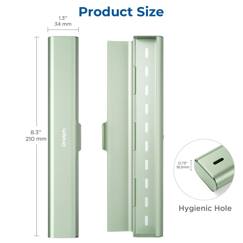 Oralphi Aluminum Toothbrush Travel Case, Portable Travel Toothbrush Holder, Durable Manual Toothbrush Box Container for Traveling, Bathroom, Camping, Business Trip-Green - Image 5