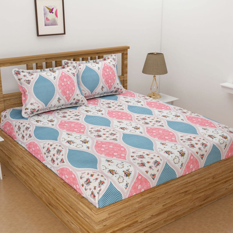 BELVOSTUM 320 TC Cotton Feel All Around 360 Degree Elastic Fitted Bedsheets King Size, Premium Fitted Bedsheets King Size for Double Bed with 2 Pillow Covers, Size- 78” x 72” (Pink) - Image 4