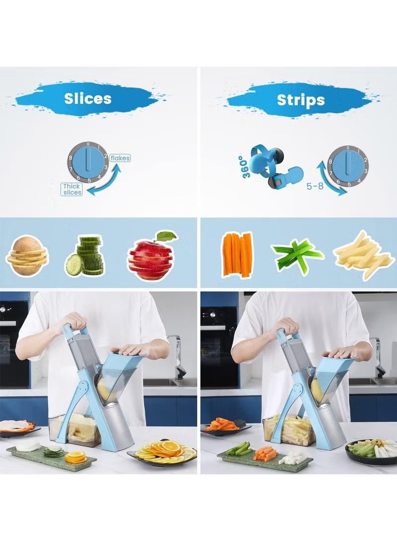 Vegetable Chopper, Safe Mandoline Slicer With Adjustable Thickness,Onion Chopper, Multifunctional Vegetable Cutter Slicer Dicer For Potato Tomato,Faster Kitchen Salad Chopper With Container - Image 4