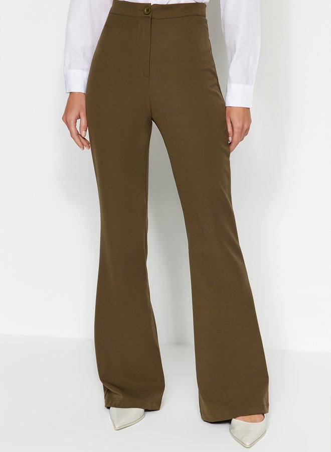 trendyol Khaki Spanish Leg Flare Woven Fabric Trousers - Image 4