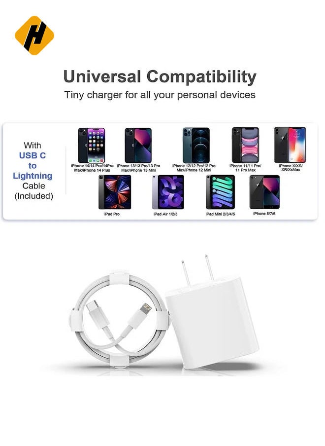 HuHa - iPhone Fast Charger Cable [Apple MFi Certified] 20W PD USB C Wall Charger Type C Power Adapter Light Cable Compatible with iPhone 14/13 Pro/12/XS/Max/XR/X/8 Plus/SE 2022,iPad (1) - Image 1