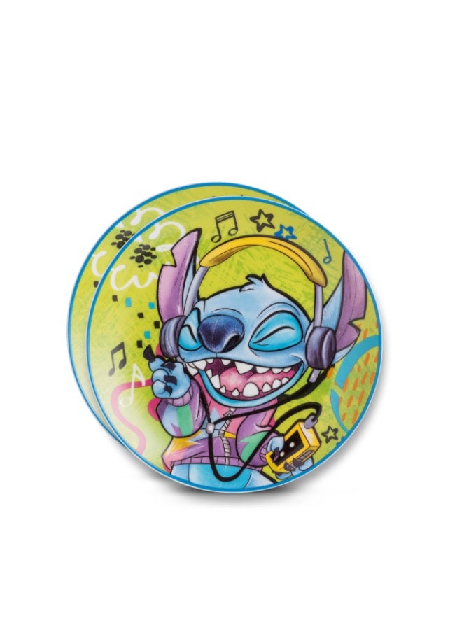 ايجان 2 Dessert Plate Set Stitch19 cm Green color Material is Porcelain and safe Dishwasher, Microwave - Image 1