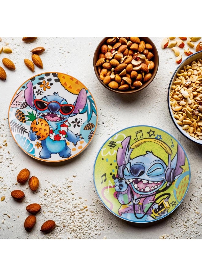 ايجان 2 Dessert Plate Set Stitch19 cm Green color Material is Porcelain and safe Dishwasher, Microwave - Image 2