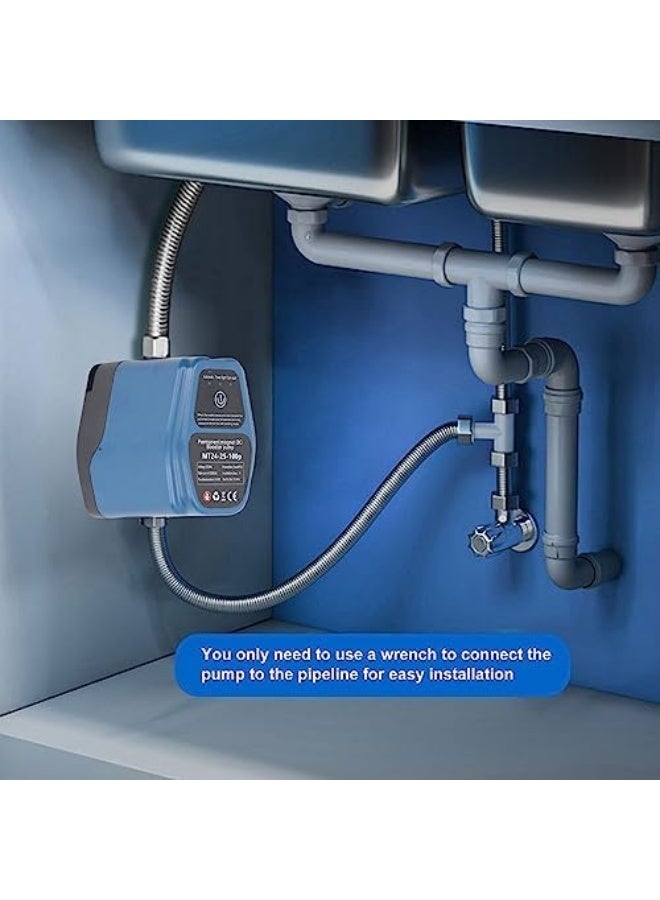 Water Pressure Booster Pump, 100W 24V Automatic Intelligent Sensing Domestic Water Booster Pump, 25L/min, Water Heater Booster Pump for Kitchen Faucet, Shower Hot Water - Image 3