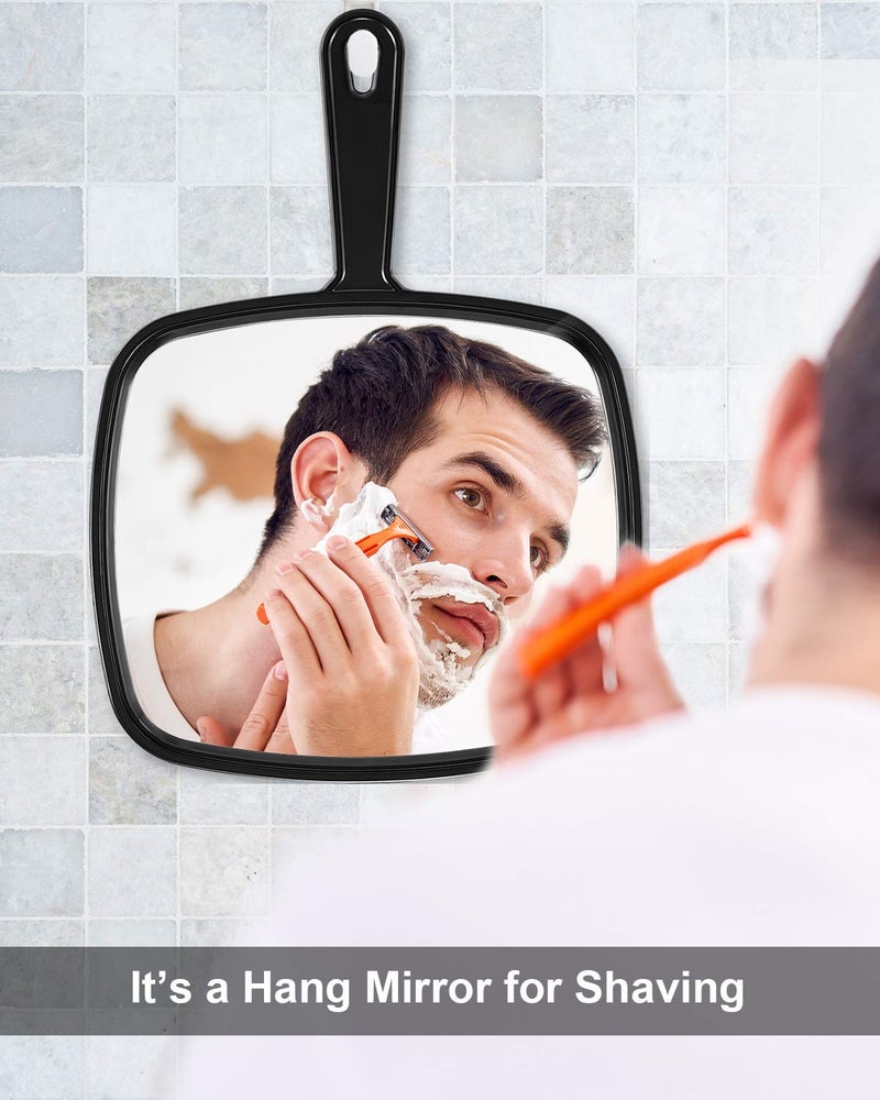 Protecle Extra Large Hand Mirror  Salon Barber Hairdressing Handheld Mirror With Handle (Square Black 9"" X 12.4"") - Image 4