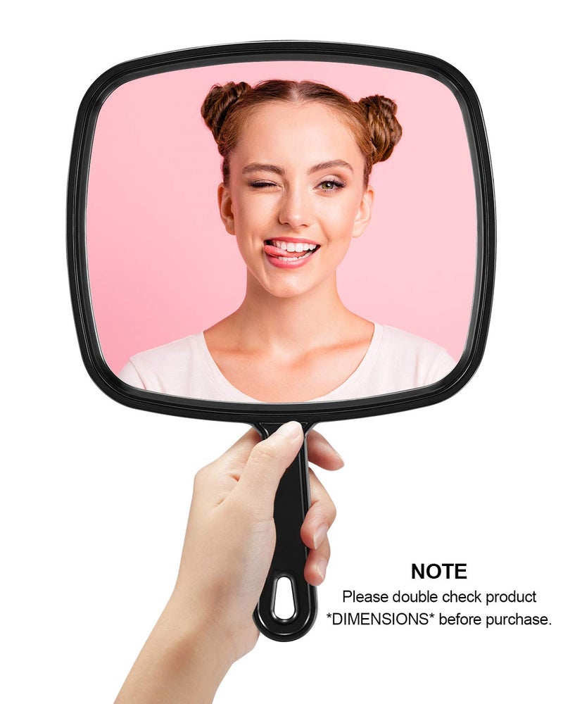 Protecle Extra Large Hand Mirror  Salon Barber Hairdressing Handheld Mirror With Handle (Square Black 9"" X 12.4"") - Image 2