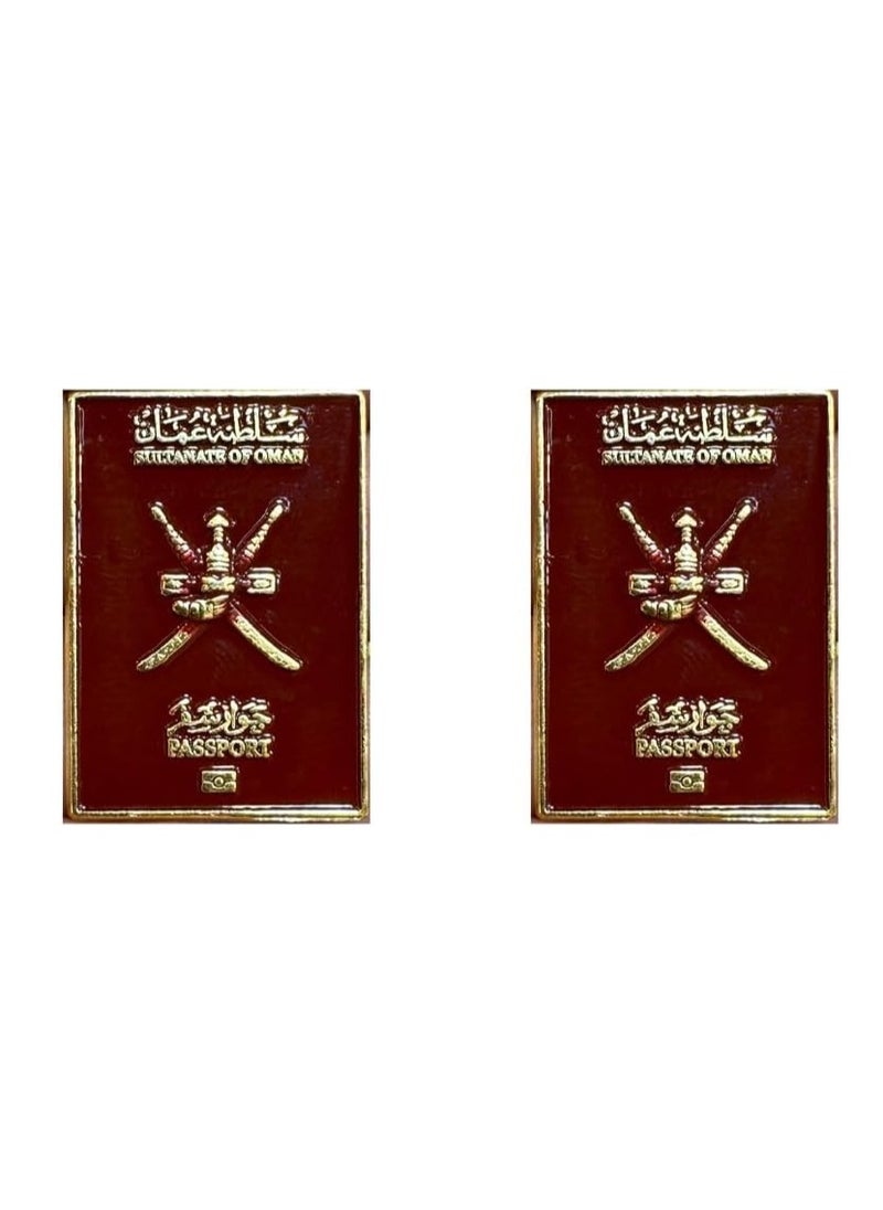 Fighter Gifts - Sultanate of Oman Passport design 2D Sticker Metal Badge 2 Pcs - Image 1