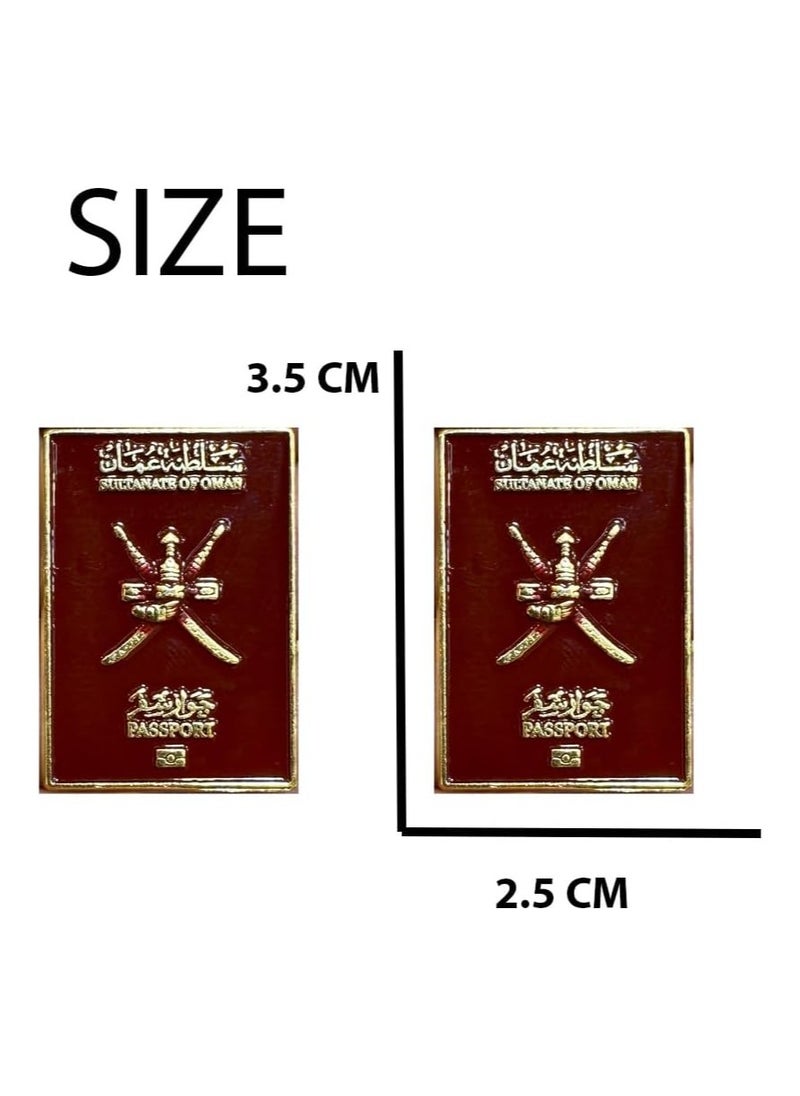Fighter Gifts - Sultanate of Oman Passport design 2D Sticker Metal Badge 2 Pcs - Image 1