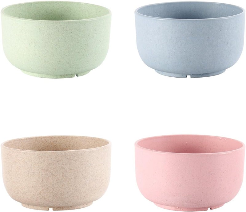 UPSTYLE Healthy Wheat Straw Plastic Noodle Soup Bowl Rice Fruit Bowl for Children Support Microwave 4 pack size 45 inch - Image 1