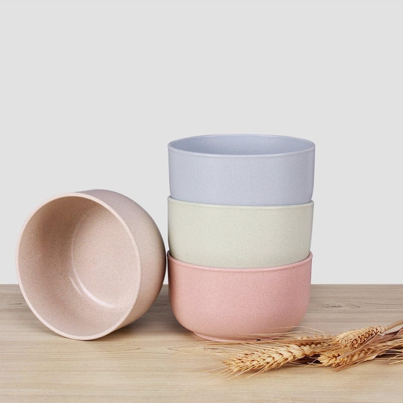 UPSTYLE Healthy Wheat Straw Plastic Noodle Soup Bowl Rice Fruit Bowl for Children Support Microwave 4 pack size 45 inch - Image 5