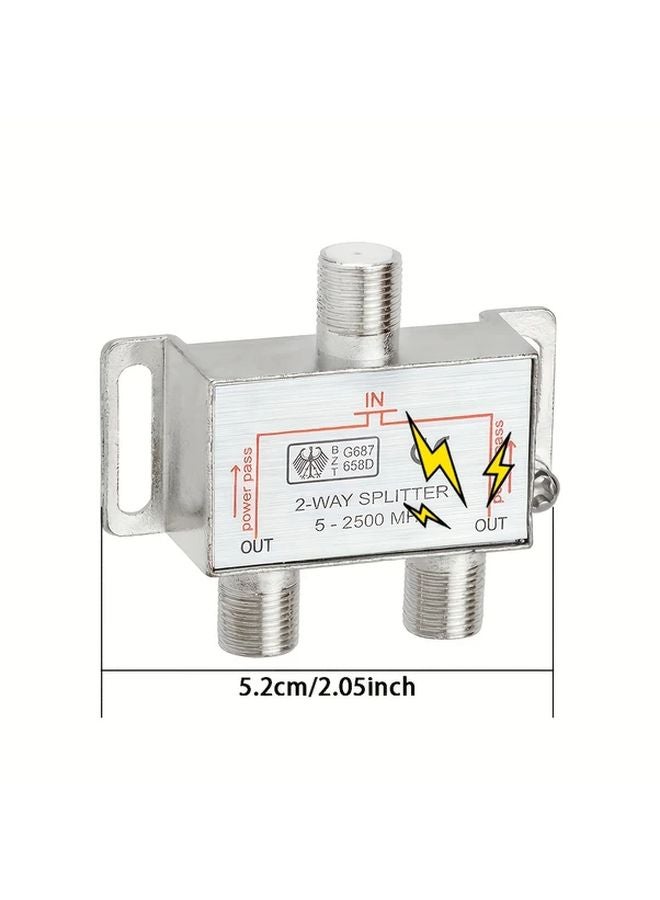 Silvery 5 2500MHz 2 Way Coaxial Cable Splitter for TV Antenna Satellite RG6 RG59 - Image 3