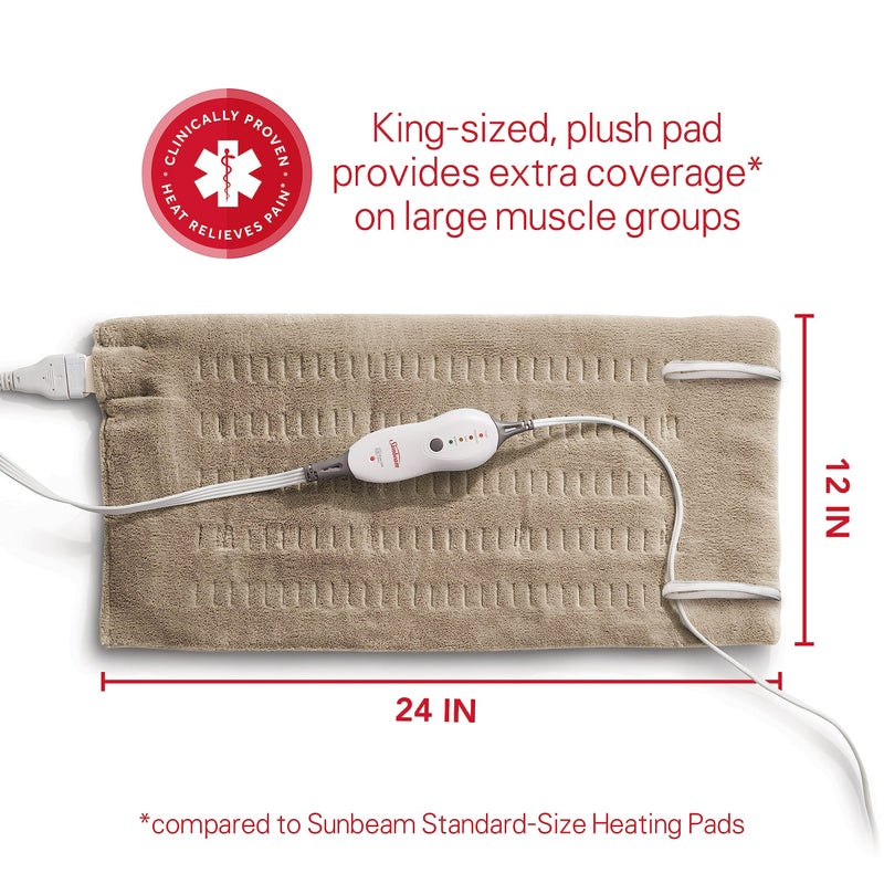 Sunbeam Premium Sunbeam Heating Pad with Compact Storage King Size Beige - Image 3