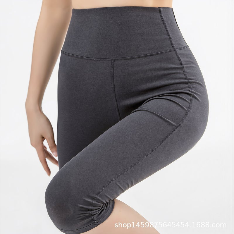 No Pilling No Fade Capri Leggings Women Breathable No Tight Summer Gray M - Image 4