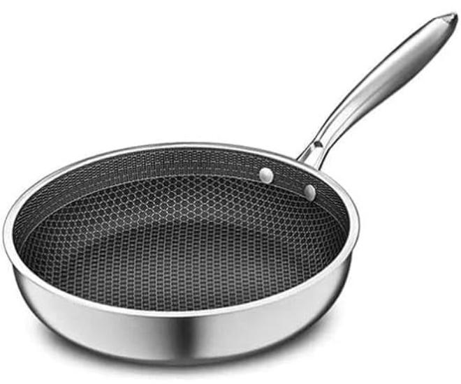 Stainless Steel Stir Fry Pan Set Nonstick Skillet for Induction and Gas Chef Choice Cookware with Smokeless Honeycomb Surfaced - Image 1