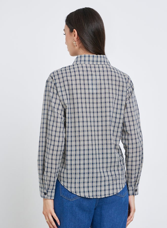 Styli Multi Plaid Long Sleeve Shirt - Image 4