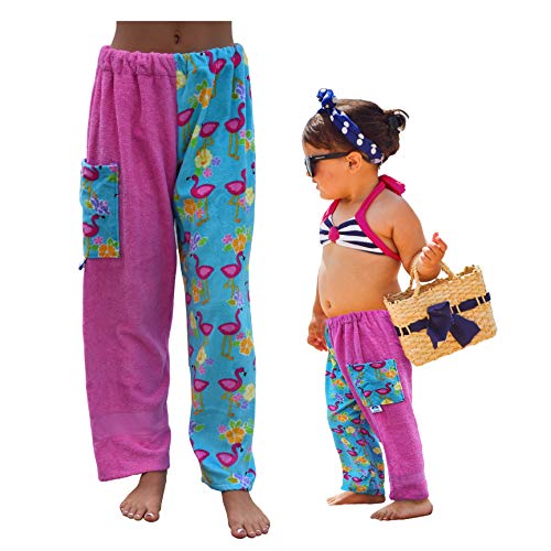 Paradise Towelwear Towel Pants for Swimmers – Cotton Terry Towel Pants – Beach Coverup – Resort Wear – Swim wear Pink - Image 1
