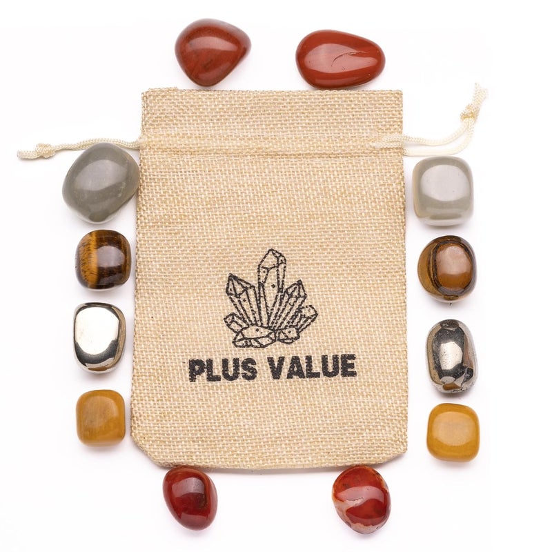 Plus Value Abundance Bag Handpicked Healing Crystals to Attract Wealth Prosperity Money Magnet Finance Vastu Feng Shui Reiki Pyrite Green Aventurine Tiger Eye Yellow Aventurine Red Jasper Carnelian - Image 1
