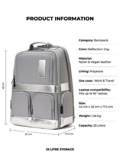 Mokobara MOKOBARA The Terra Work Backpack 25 Litre Premium Nylon 16" Unisex Laptop Backpack (Reflection Day), Silver  - Image 3
