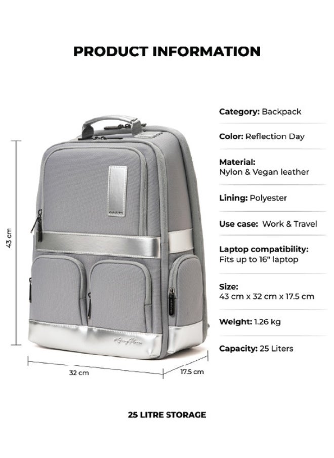 Mokobara MOKOBARA The Terra Work Backpack 25 Litre Premium Nylon 16" Unisex Laptop Backpack (Reflection Day), Silver  - Image 3