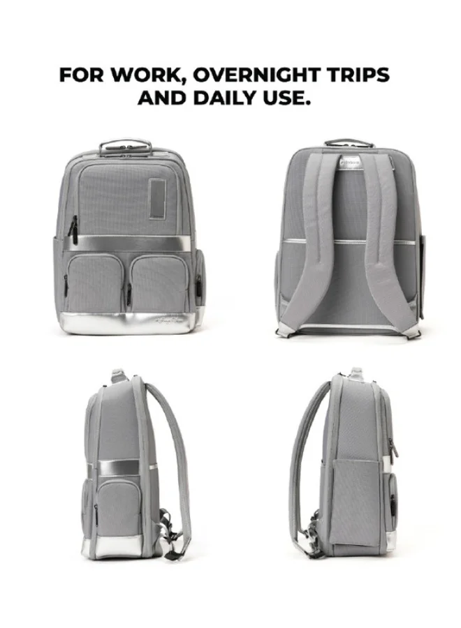 Mokobara The Terra Work Backpack 25 Litre Premium Nylon 16" Unisex Laptop Backpack (Reflection Day), Silver