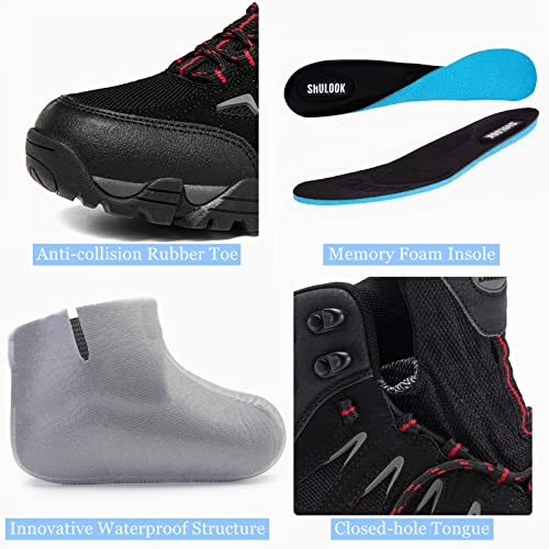 SHULOOK Men's Waterproof Hiking Boots Non-Slip Lightweight Mid Top Ankle Boot Breathable Hiker Trekking Shoes - Image 2