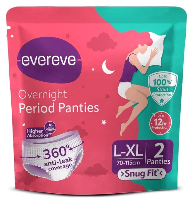 عشية أي وقت مضى لباس داخلي للفتيات والنساء (L-XL)، قطعتين، تغطية 360 درجة، 0% تسريبات، قدرة امتصاص عالية للتدفق الثقيل، وسادات الولادة للأمهات، حماية بعد الولادة وأثناء الليل، لباس داخلي للاستعمال مرة واحدة - Image 1