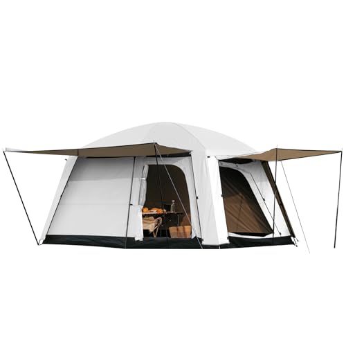 Castle Unicorn 4-6 Person Camping Tent, Large Family Cabin Tents with Porch & Rainfly, Double Layer Waterproof Glamping Tent with 2 Rooms 2 Doors, Portable Big Tents for Outdoor Camping Hiking Party - Image 1