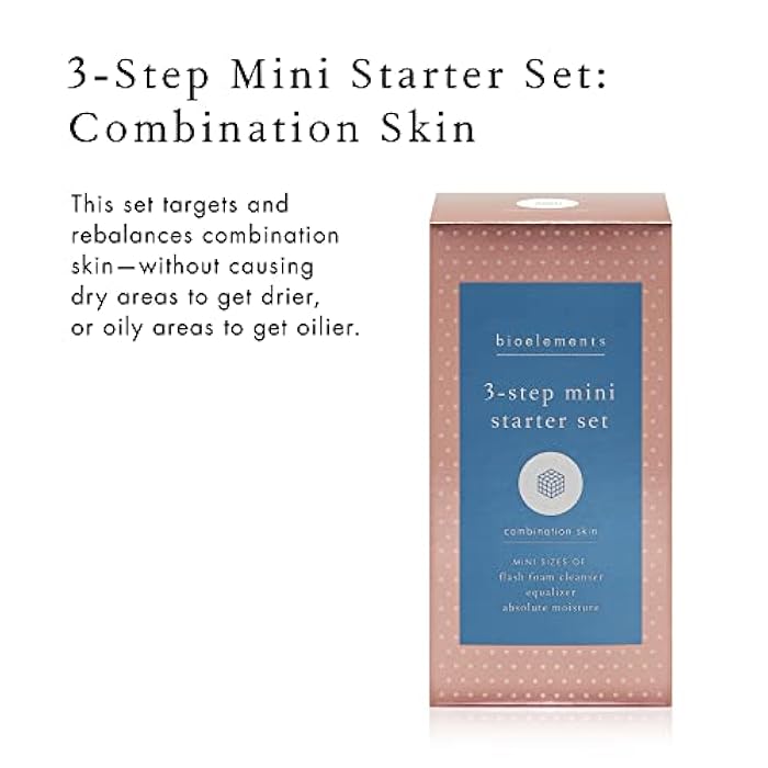 Bioelements 3-Step Mini Starter Set: Combination Skin - Includes Flash Foam Cleanser, Equalizer Toner & Absolute Moisture Moisturizer - Vegan, Gluten Free - Never Tested on Animals - Image 2