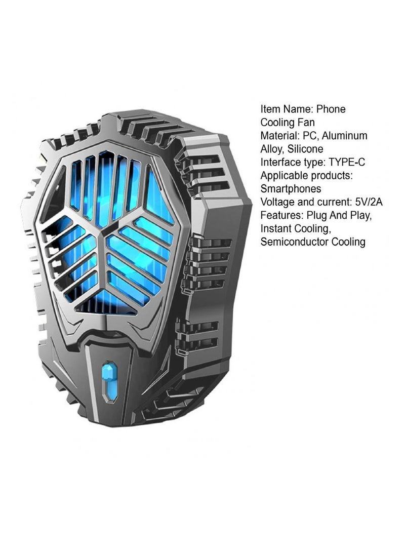 DIGI CORE AL07 Mobile Phone Cooling Fan Dual Gears Two Speed Modes Game Phone Cooler Silent Radiator LED Lights Adjustable Portable Heat Sink Semiconductor USB Phone Radiator For All Smartphones Radiator Cooler  - Image 2