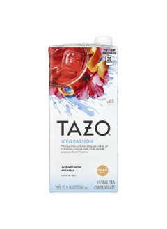 TAZO TAZO, Iced Passion Herbal Tea Concentrate, Caffeine-Free, 32 fl oz (946 ml)  - Image 1