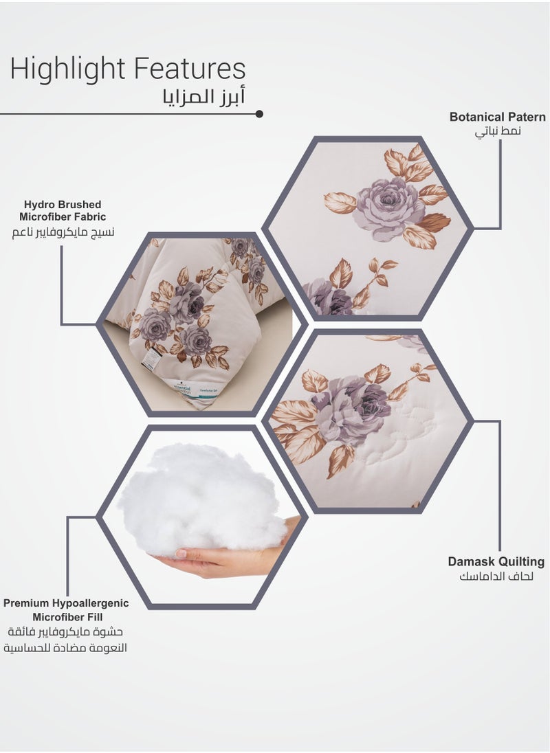 Donetella - Printed Comforter Set 4-Pcs Single Size All Season Decorated Reversible Single Bed Comforter Set Fits (140 X 200 Cm)With Super-Soft Down Alterntaive Filing,Soft Peach - Image 1