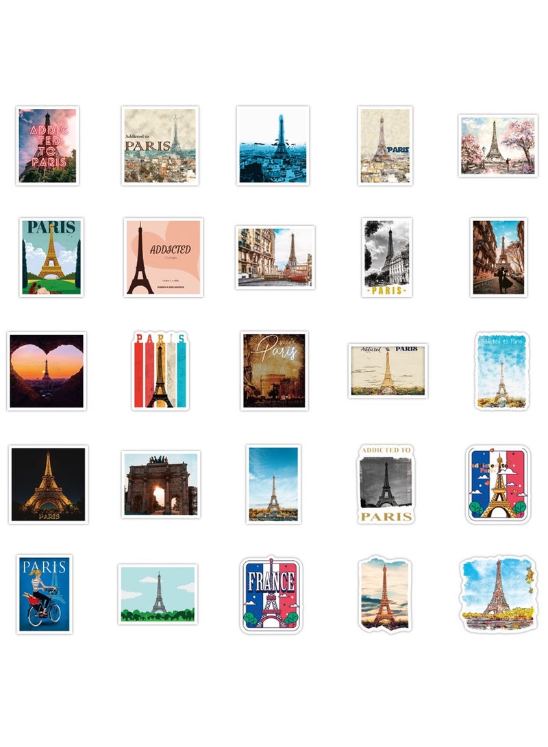 50pcs Paris Vintage Eiffel Tower Stickers for Girls Teens, Waterproof Travel Stickers for Laptop, Water Bottle, Phone, Computer, Skateboard, Bike, Luggage, Notebook, Scrapbook, Guitar, Journal - Image 4