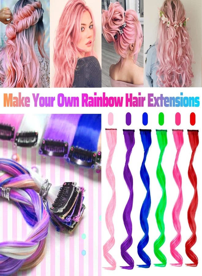 GPOVVIMX 12 PCS Pink Hair Extensions Clip in, Curly Wavy Colored Extension for Kids Girls - Party Highlights Synthetic Hairpiece 17 inch - Image 2