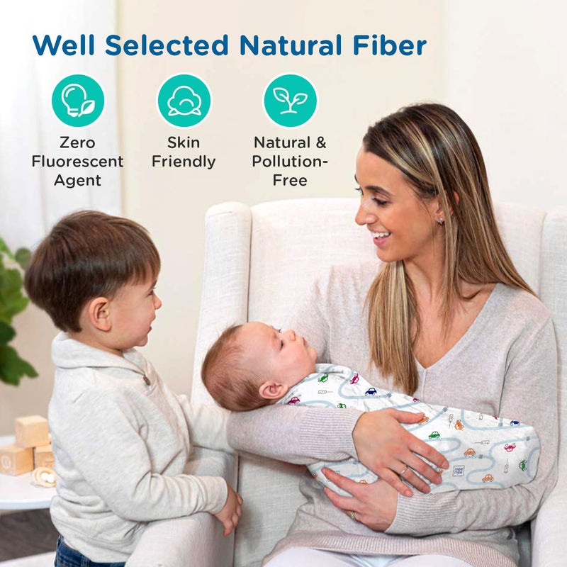 mee mee Mee Mee 100 Soft Cotton Hooded Baby Wrapper Cum Warmer Blanket with Hood for New Born Baby 0 to 6 Months Multicolour - Image 2