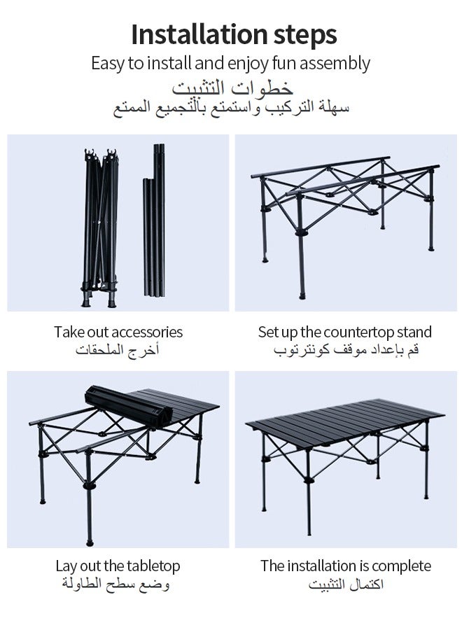Snooe Folding Table, Portable Camping Table, Aluminum Collapsible Table Top, Ultralight Compact With Carry Bag For Outdoor, Beach, Bbq, Picnic, Cooking, Festival, Indoor, Office(large) - Image 3