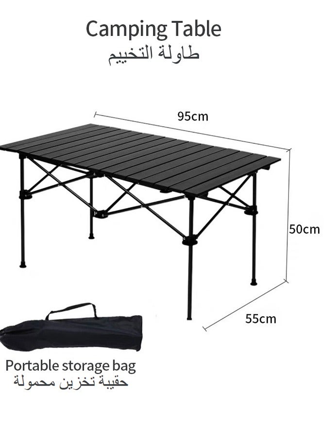 Snooe طاولة قابلة للطي للاستخدام الخارجي من سبائك الألومنيوم، كبيرة باللون الأسود مع حقيبة تخزين - Image 1