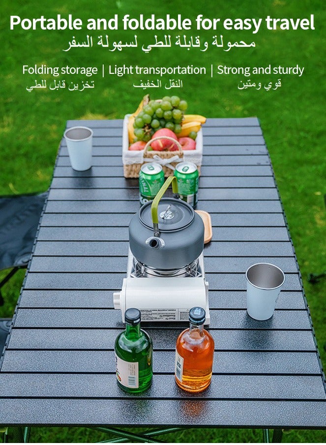 Snooe طاولة قابلة للطي للاستخدام الخارجي من سبائك الألومنيوم، كبيرة باللون الأسود مع حقيبة تخزين - Image 4