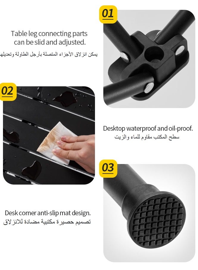 Snooe طاولة قابلة للطي للاستخدام الخارجي من سبائك الألومنيوم، كبيرة باللون الأسود مع حقيبة تخزين - Image 3