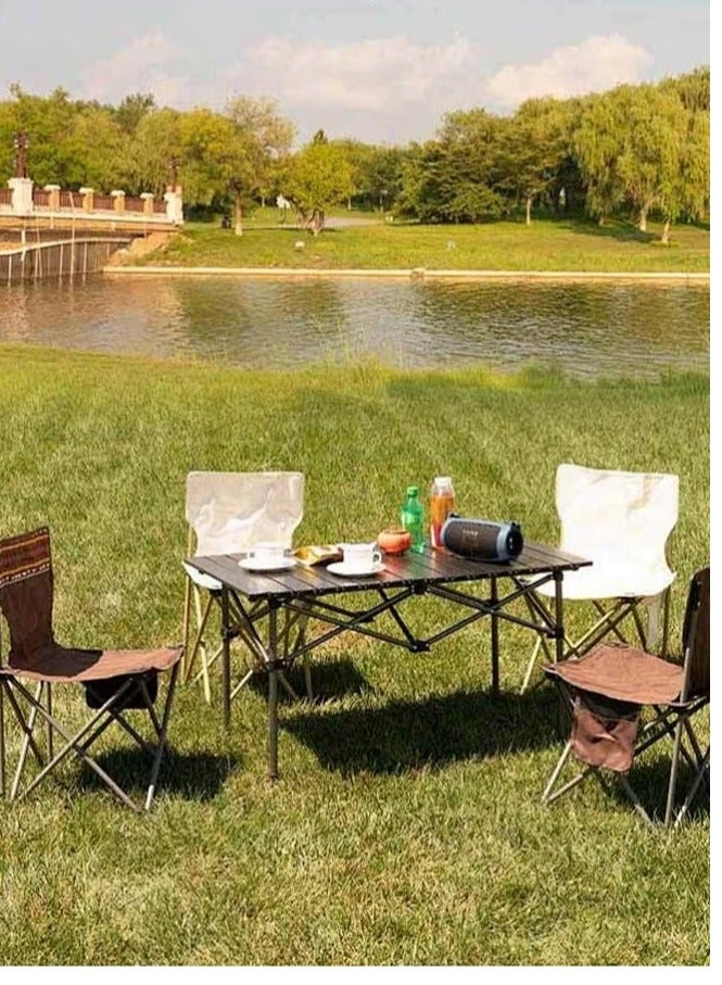 Snooe طاولة قابلة للطي للاستخدام الخارجي من سبائك الألومنيوم، كبيرة باللون الأسود مع حقيبة تخزين - Image 5