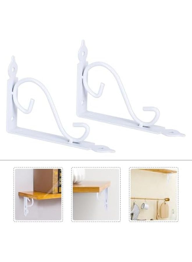 2Pcs Heavy Duty Iron Triangle Shelf Brackets White Wall Mount For Floating Shelves - Image 4