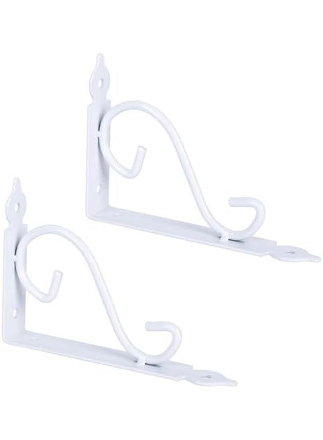2Pcs Heavy Duty Iron Triangle Shelf Brackets White Wall Mount For Floating Shelves - Image 1