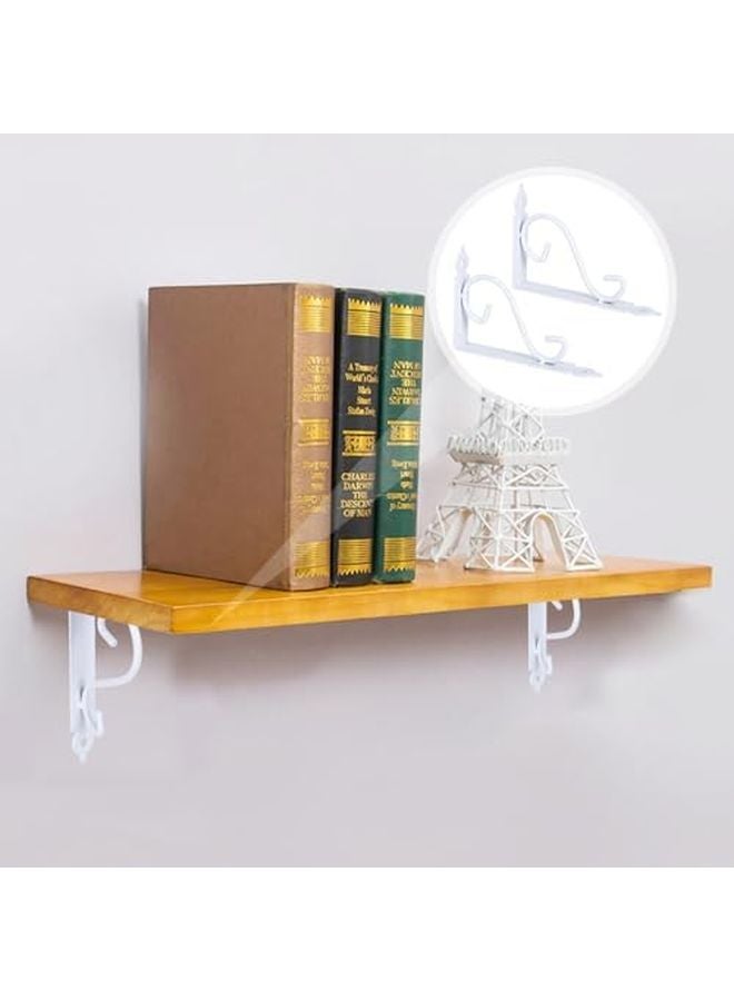 2Pcs Heavy Duty Iron Triangle Shelf Brackets White Wall Mount For Floating Shelves - Image 5