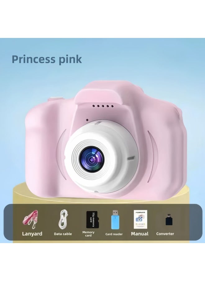 Children's Camera Can Take Pictures And Video HD SLR Digital Camera Cartoon Mini Camera Toy Birthday Gift-Color:[pink X2] Single Camera Puhui 2000w+ (16g Memory Card)  - Image 1